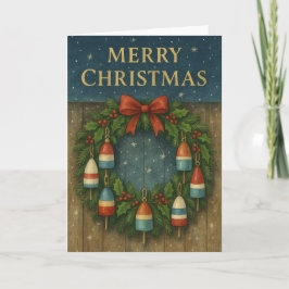 Hummer Buoy Wreath Weihnachtskarte Karte