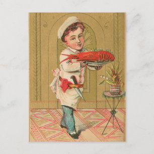 Hummer-Chef Vintage-Lebensmittelwerbung Kunst Postkarte