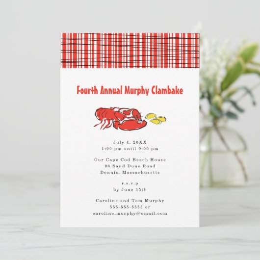 Hummer Clambake Summer Cookie Einladung (Stehend Vorderseite)