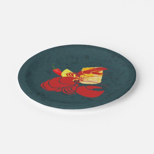 Hummer Crawfish Crawfish Boil Summer Party Pappteller (Schrägansicht)