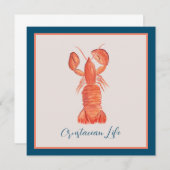 Hummer Crawfish Crustacean Watercolor Card (Vorne/Hinten)