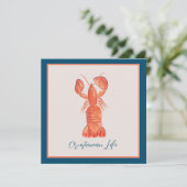 Hummer Crawfish Crustacean Watercolor Card (Stehend Vorderseite)