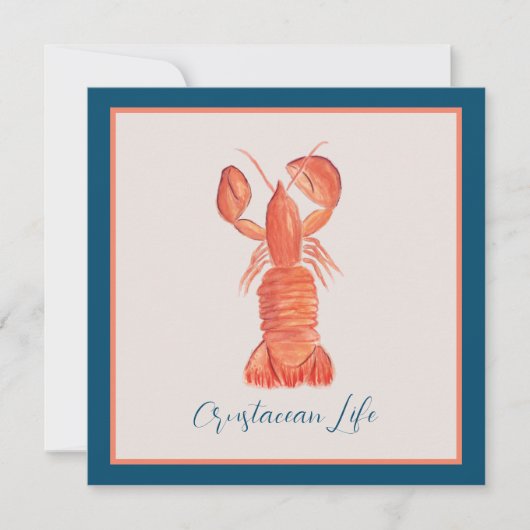 Hummer Crawfish Crustacean Watercolor Card (Vorderseite)