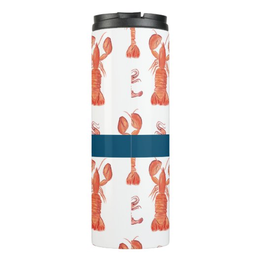 Hummer Crawfish Crustacis Mit Monogramm Thermosbecher (Rückseite)