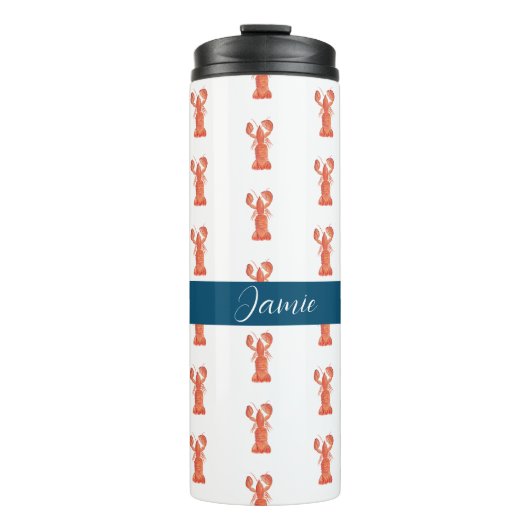 Hummer Crawfish Crustacis Mit Monogramm Thermosbecher (Vorderseite)