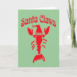 Hummer Crayfish Santa Claws Feiertagskarte