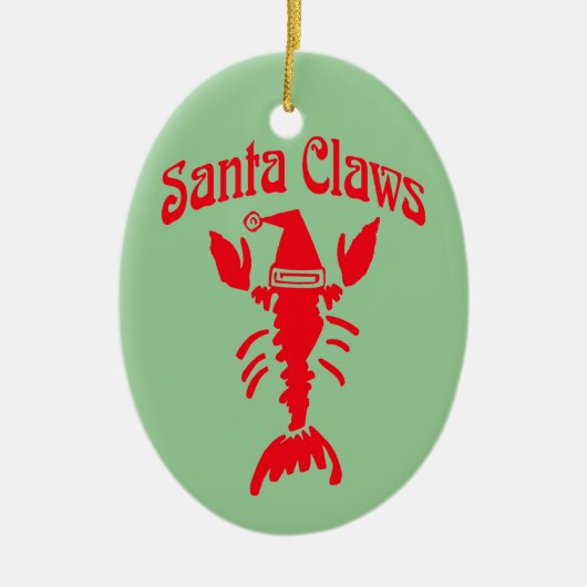 Hummer Crayfish Santa Claws, Text bearbeiten Keramikornament (Vorne)