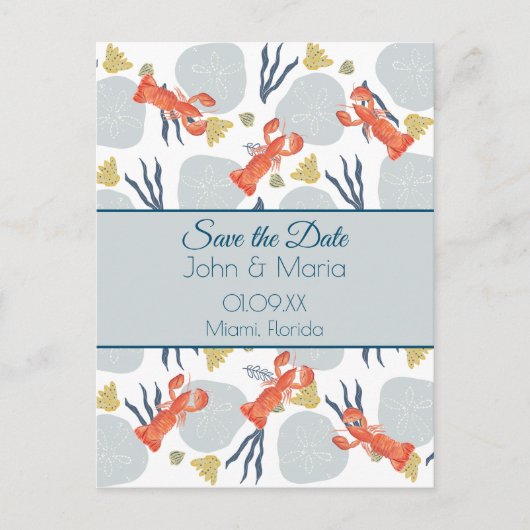 Hummer Crustacean Beach Sand Dollars Botanisch Postkarte (Vorderseite)