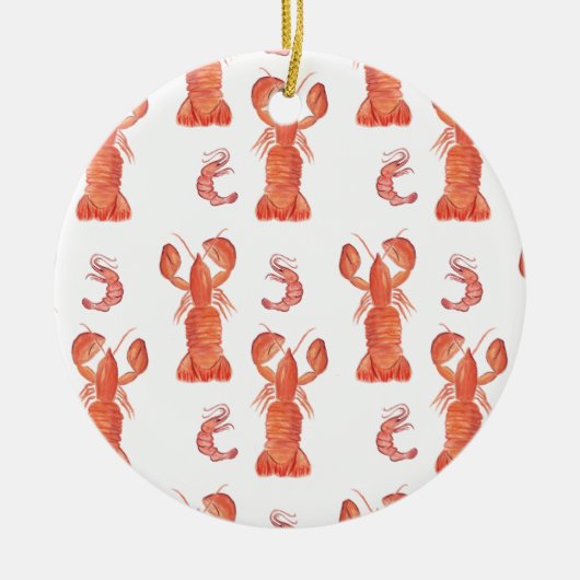Hummer Crustacean Watercolor Painted Muster Keramik Ornament (Vorne)