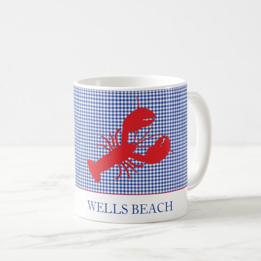 Hummer Custom Text Red White Blue Karo Nautic Kaffeetasse (VorderseiteRechts)