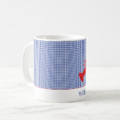 Hummer Custom Text Red White Blue Karo Nautic Kaffeetasse (Vorderseite Links)