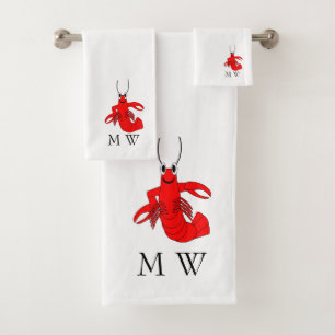 Hummer-Design mit Monogramm Badhandtuch Set