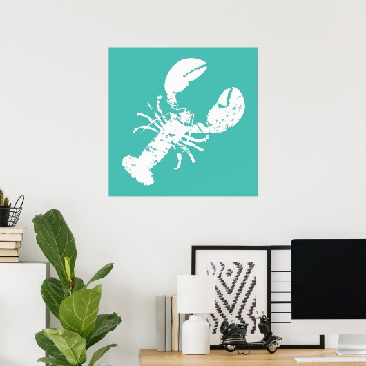 Hummer drucken erschüttert aussehen Aquamarin blau Poster (Heimbüro)