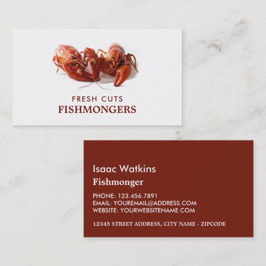 Hummer, Fischmonger/Ehefrau, Fischmarkt Visitenkarte (Vorne/Hinten)