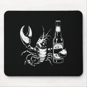 Hummer Flusskrebs hält Bierflasche Lustiger Flussk Mousepad