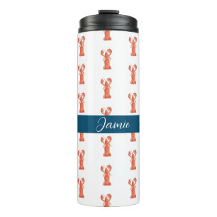 Hummer Flusskrebs Krustentier Wasserfarbe Monogram Thermosbecher