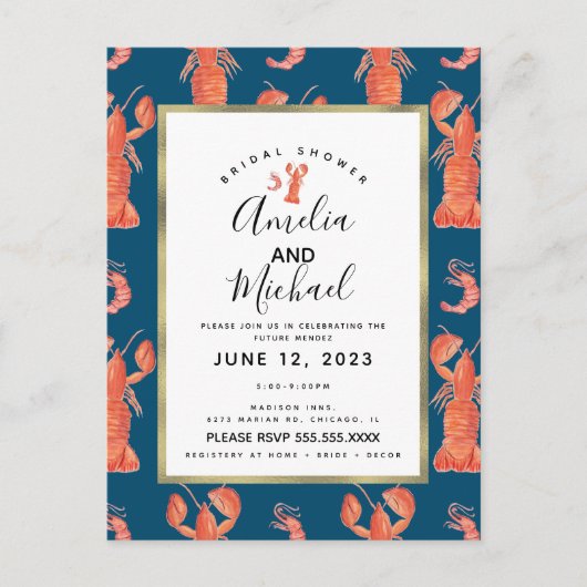 Hummer-Garnelen-Languste-Brautparty I Postkarte (Vorderseite)