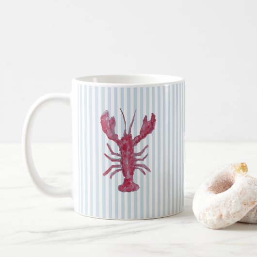Hummer-Gemälde Nautilus Blau Streifen Küste Kaffeetasse (Mit Donut)