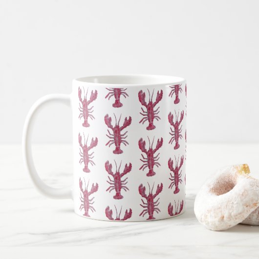 Hummer-Gemälde Nautisches Küstenmuster Kaffeetasse (Mit Donut)