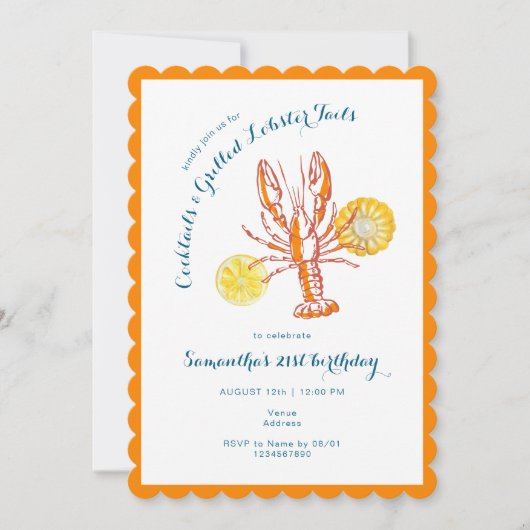 Hummer-Grillspezialitäten GRILLEN Seafood Summer B Einladung (Vorderseite)