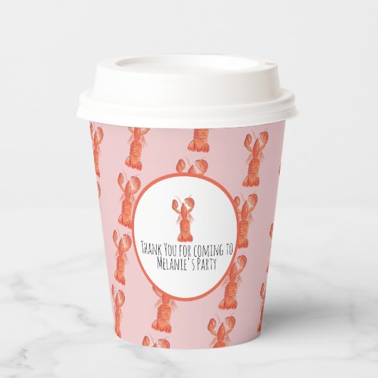 Hummer Hand Aquarell Meeresfrüchte Kräuterbügel Ro Pappbecher (Vorderseite)