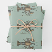Hummer-Illustration Antique Maine Seafood Geschenkpapier Set (Beispiel)