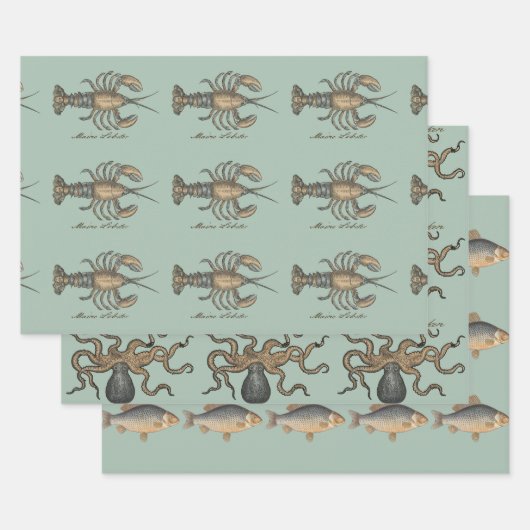 Hummer-Illustration Antique Maine Seafood Geschenkpapier Set (Set)