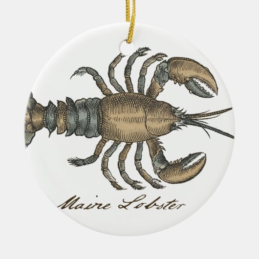 Hummer-Illustration Antique Maine Seafood Keramikornament (Vorne)