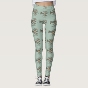 Hummer-Illustration Antique Maine Seafood Leggings