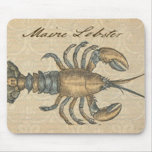 Hummer-Illustration Antique Maine Seafood Mousepad