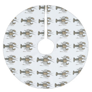 Hummer-Illustration Antique Maine Seafood Polyester Weihnachtsbaumdecke