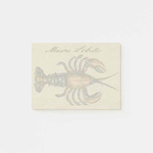 Hummer-Illustration Antique Maine Seafood Post-it Klebezettel (Vorderseite)