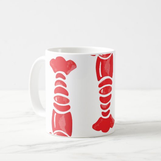 Hummer-Illustration: Aquarellfarben Nahtloser Hint Kaffeetasse (Vorderseite Links)