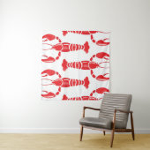 Hummer-Illustration: Aquarellfarben Nahtloser Hint Wandteppich (Beispiel (Horizontal))