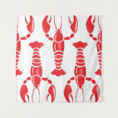 Hummer-Illustration: Aquarellfarben Nahtloser Hint Wandteppich (Vorderseite)