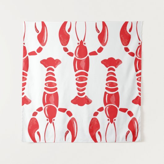 Hummer-Illustration: Aquarellfarben Nahtloser Hint Wandteppich (Vorderseite)