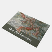 Hummer im Ozean, Vintager Jugendstil Fußmatte (Schrägansicht)