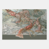 Hummer im Ozean, Vintager Jugendstil Geschenkpapier Set (Vorderseite)