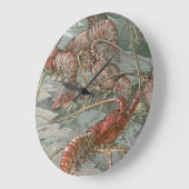 Hummer im Ozean, Vintager Jugendstil Große Wanduhr (Winkel)