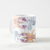 Hummer in Rosa und Blau Kaffeetasse (Vorderseite Links)
