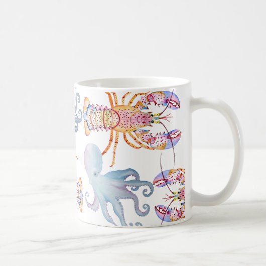 Hummer in Rosa und Blau Kaffeetasse (Rechts)