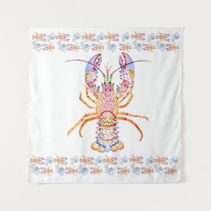 Hummer in Rosa und Blau Wandteppich