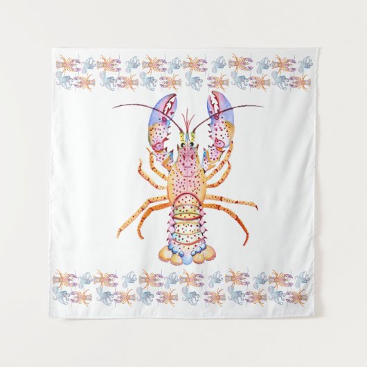 Hummer in Rosa und Blau Wandteppich (Vorderseite)