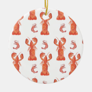 Hummer-Krebs-Wasserfarben-Gemaltes-Muster Keramik Ornament