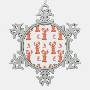 Hummer Krustentier-Wasserfarbe-Gemälde-Muster Schneeflocken Zinn-Ornament
