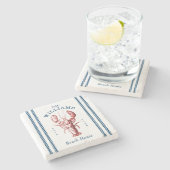 Hummer-Küste Seaside Beach House Steinuntersetzer (Seitenansicht)