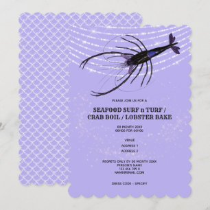 Hummer Lichterkette Fischschuppen Flieder Languste Einladung