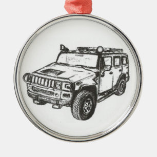Hummer-LKW-Gewohnheits-Verzierung Silbernes Ornament