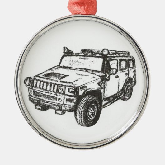 Hummer-LKW-Gewohnheits-Verzierung Silbernes Ornament (Vorne)