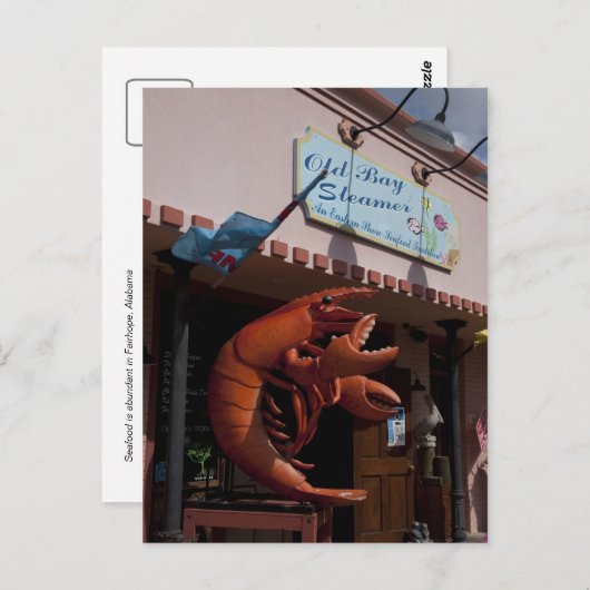 Hummer, Meeresfrüchte, Fairhope Alabama Postkarte (Vorne/Hinten)